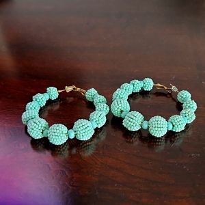 Turquoise hoop bead earrings
